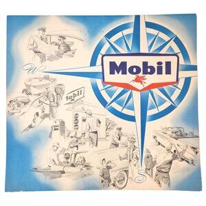 Vintage 1967 MobilGas Calendar Advertising Give-Away Watercolor Pictures